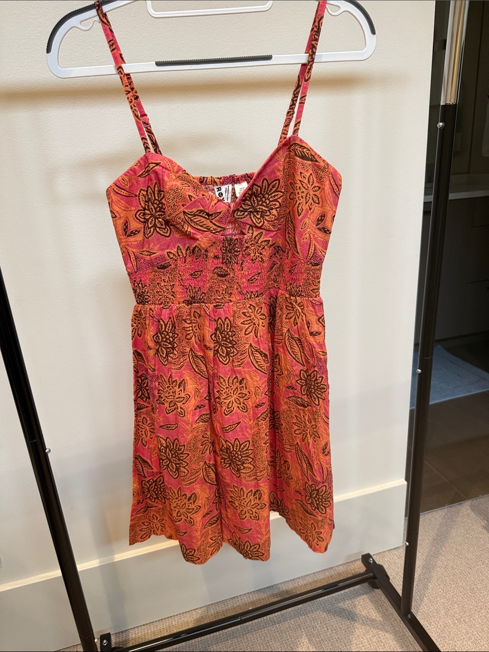 Roxy Pink and Orange Floral Smocked Sundress
